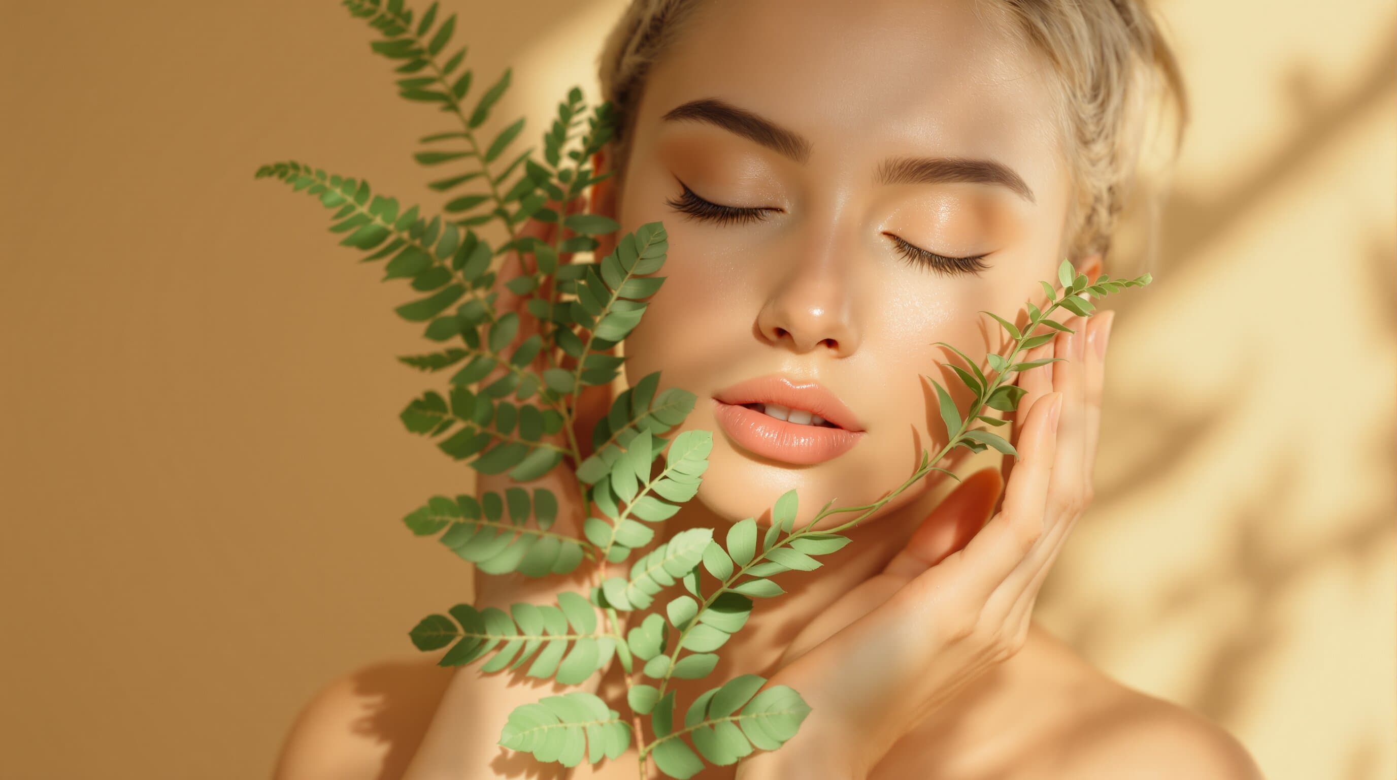 Close-up of glowing dewy skin